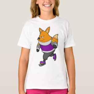 Camiseta Raposa no patinagem de gelo com skates e óculos de