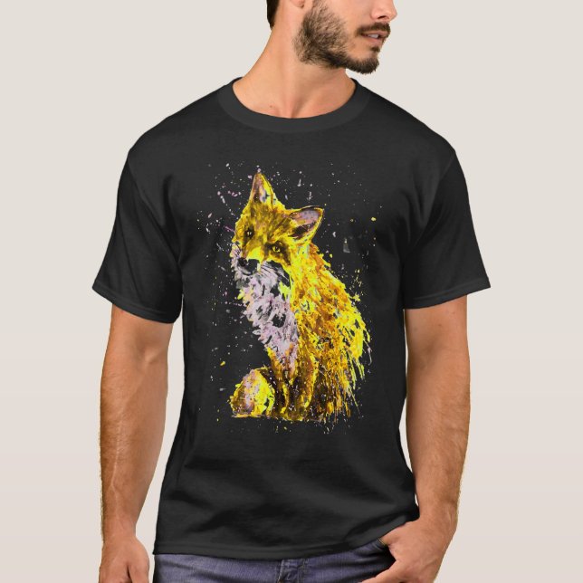 Camiseta Raposa-Ouro Pintada À Mão (Frente)