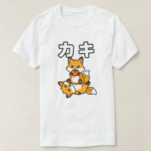 Camiseta Raposa Persimmon Kaki Fofa Animal Japonês Engraçad