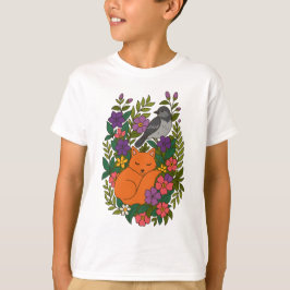 Camiseta Raposa, pombo e flores