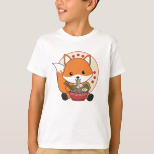 Camiseta Raposa Por Ramen Cute Kawaii Foxes