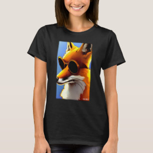 Camiseta Raposa Raposa Óculos Solares Animais Selvagens Flo