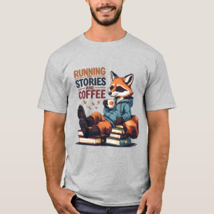 Camiseta Raposa Relaxada com Café - Amantes de Livros Louco