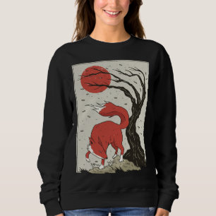 Camiseta Raposa Retro Japonesa Flor de Cerejeira