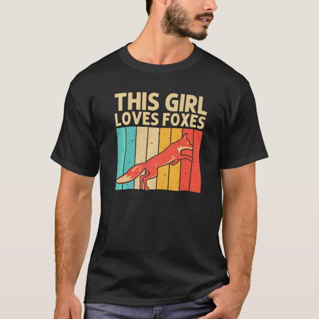 Camiseta Raposa Retroativa Para Raparigas Crianças Mulheres (Frente)