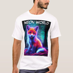 Camiseta Raposa-sonho vibrante com matizes a cores elétrica