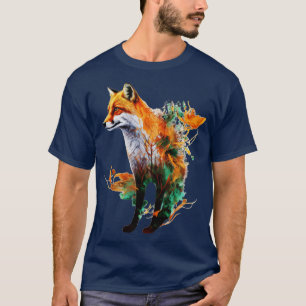 Camiseta raposa trabalho de arte vermelha de raposa raposa