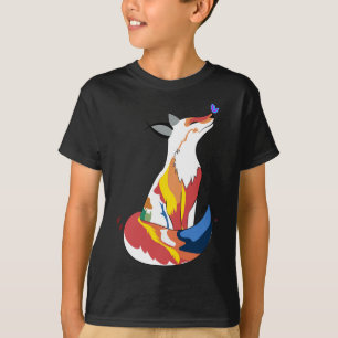 Camiseta Raposa Vermelha E Amarela, Cuja Borboleta Escura