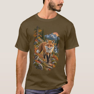 Camiseta Raposa Vermelha Outono Montanha Deserto