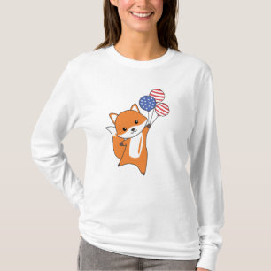 Camiseta Raposa Voa Balões Usa Acima De Raposa-De-Corte