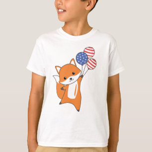 Camiseta Raposa Voa Balões Usa Acima De Raposa-De-Corte