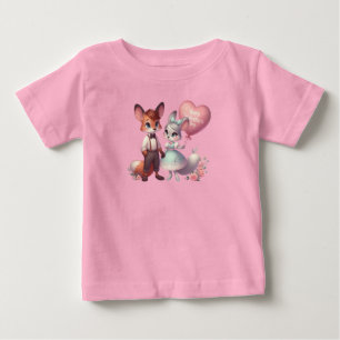Camiseta Raposas de desenho animado fofas no dia dos namora