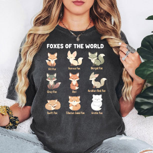Camiseta Raposas do Mundo Coleção de Raças de Raposas Fofas