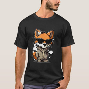 Camiseta Raposas legal Óculos Solares Relaxando Animais Flo