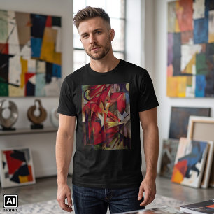 Camiseta Raposas por Franz Marc, Arte Cubista Abstrato Vint