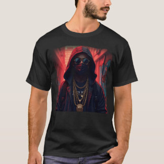 Camiseta Rapper de Rua Máscara com Graf g Urbano Correntes