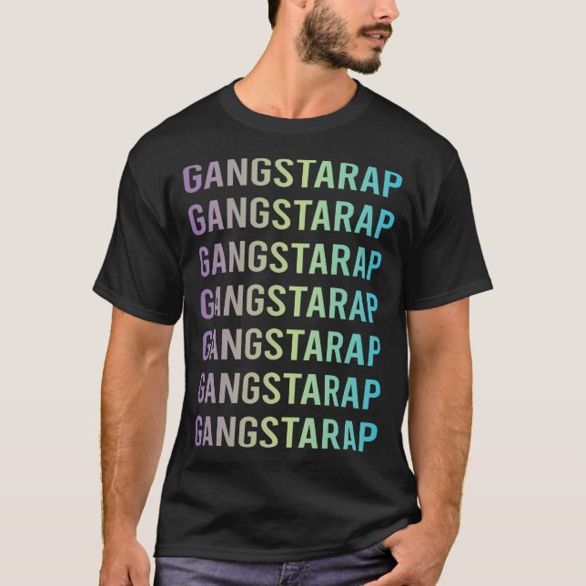 Camiseta Rapper Rap de Rapper Gangsta Azul Roxo (Frente)