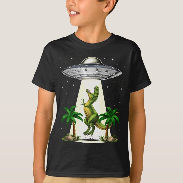 Camiseta Rapto de Alienígenas do Dinossauro T-Rex (Frente)