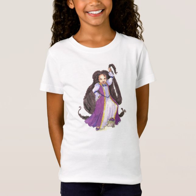 Camiseta Rapunzel preto com o tshirt das meninas das (Frente)