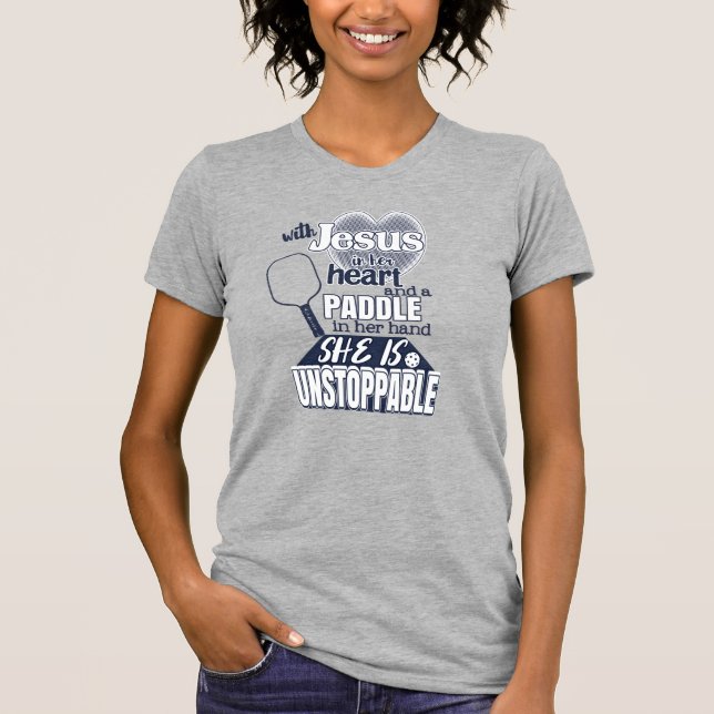 Camiseta Raque de Pickleball Feminino e Ditado de Jesus (Frente)