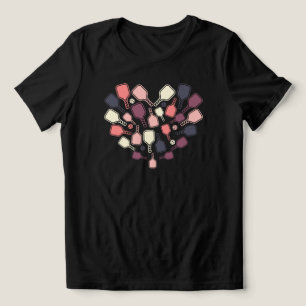 Camiseta Raque de Pickleball Fofo Coração