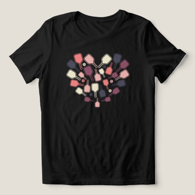 Camiseta Raque de Pickleball Fofo Coração (Design frontal)