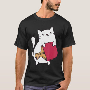 Camiseta Raquete de Ping Pong Senhoras Gato Jogador de Têni