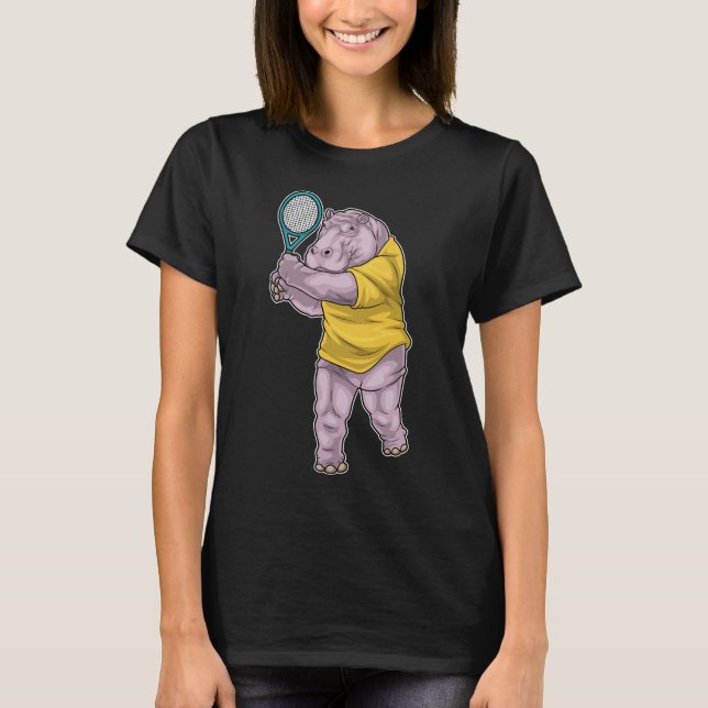 Camiseta Raquete de Ténis Hipopótamo (Frente)