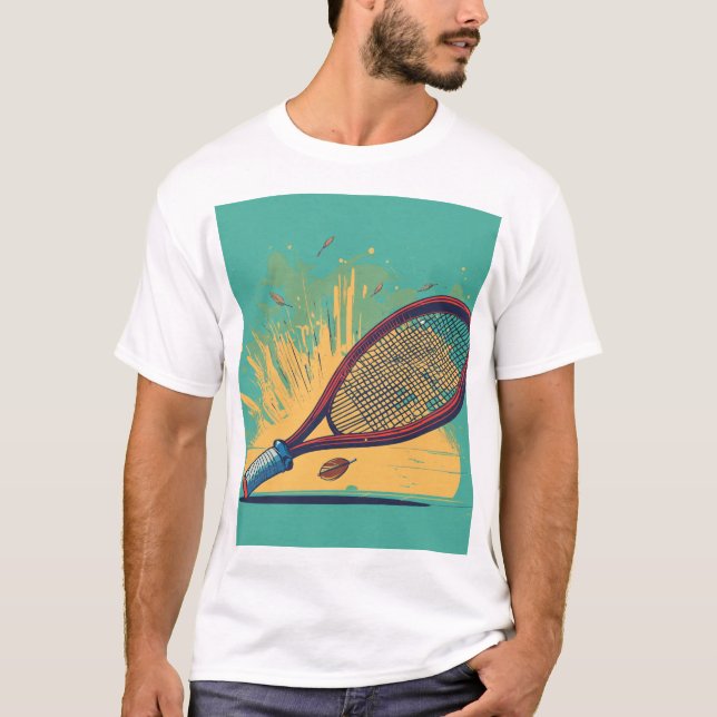 Camiseta Raquete de Tênis Ventage arte Splash. (Frente)