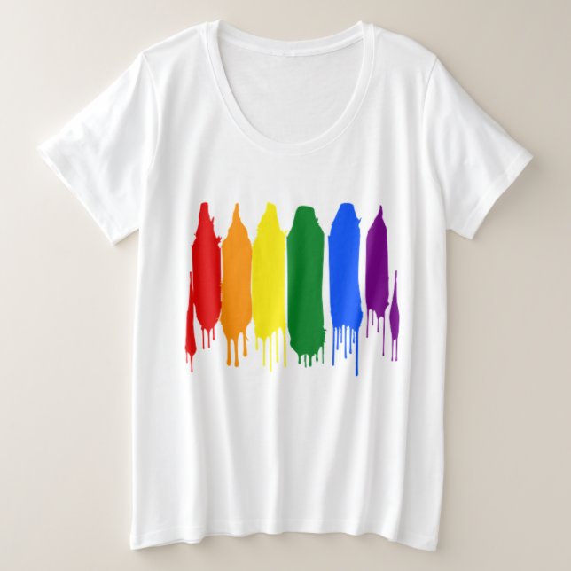 Camiseta Rascunho artístico pintado Rainbow Orgulho gay Par (Frente do Design)