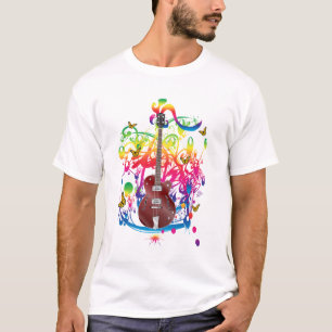 Camiseta Rascunho de Cor do Violão de Bass