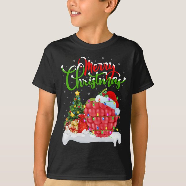 Camiseta Raspberry Lover Xmas Lighting Papais noeis Raspber (Frente)