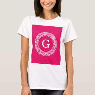 Camiseta Raspberry Whord Quadro-chave grego Rnd Monograma i