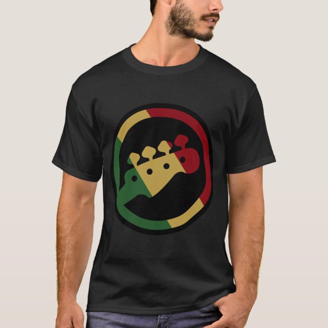 Camiseta Rasta Bass Guitarra Música Dotada Ideia Tee New Gu (Frente)