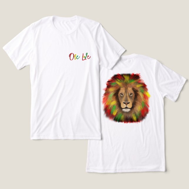 Camiseta rasta lion head green yellow Jamaica one love (Design Frente e Verso)