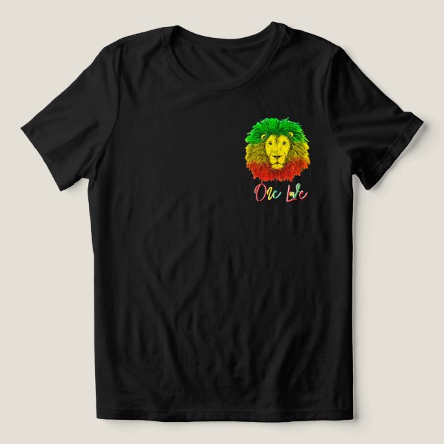 Camiseta rasta lion head green yellow Jamaica one love (Design frontal)