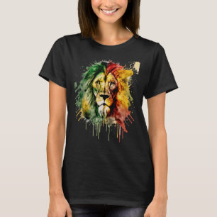 Camiseta Rasta Lion Rastafari Watercolor Reggae & Jamaica V