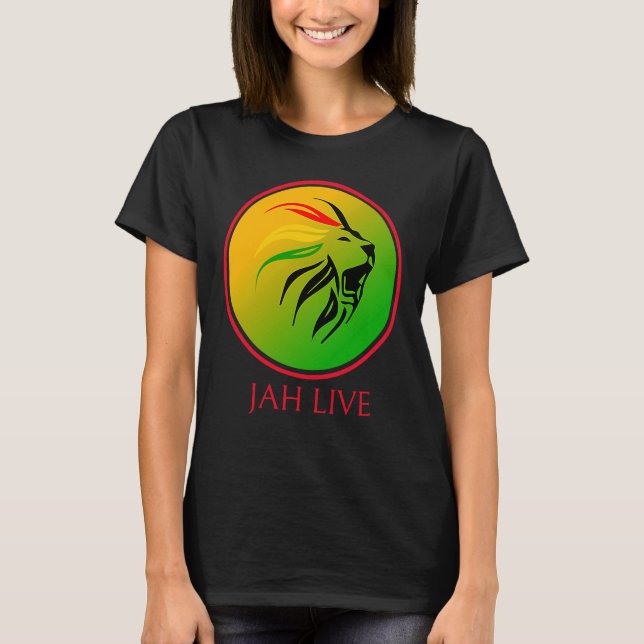Camiseta Rasta Live Up jah Live Lion (Frente)