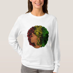 Camiseta Rasta negra mulher a verde-vermelha
