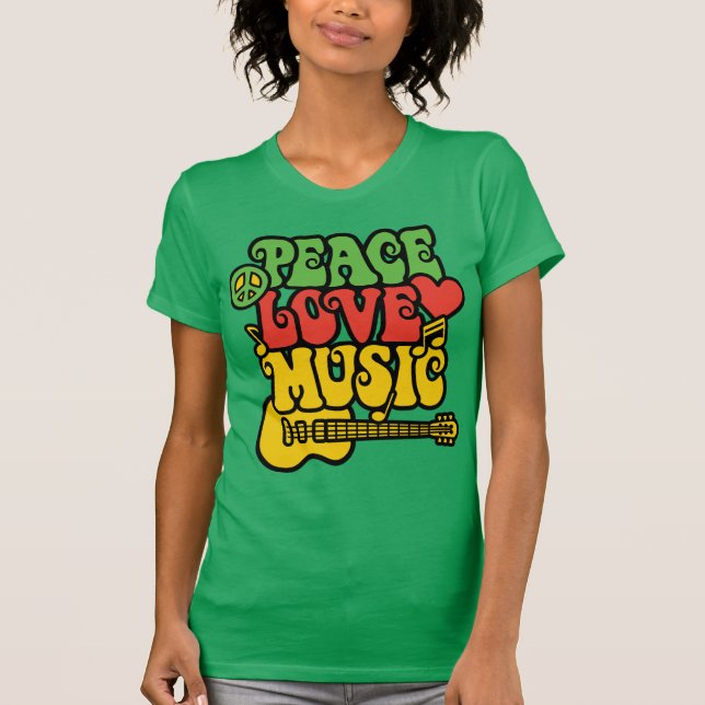 Camiseta Rasta Peace Love and Music (Frente)