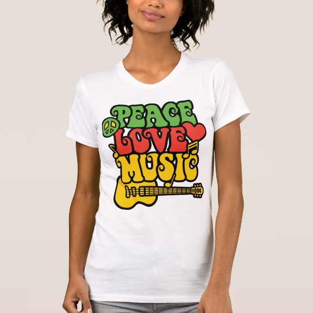 Camiseta Rasta Peace Love and Music (Frente)