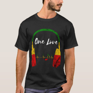 Camiseta Rasta Reggae Fones de ouvido Musicais Pride One L