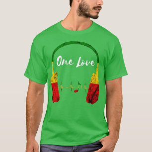 Camiseta Rasta Reggae Fones de ouvido Musicais Pride One L
