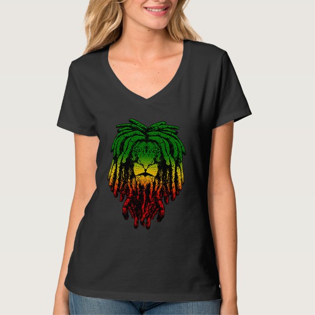 Camiseta Rasta Reggae Lion Of Judah Jamaican Roots Rastafar (Frente)