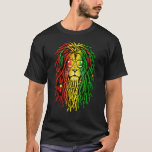 Camiseta Rasta Reggae Lion Sunglass Art Para Rastafarian