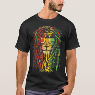Camiseta Rasta Reggae Lion Sunglass Art para Rastafarian Lo