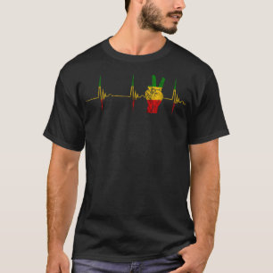 Camiseta Rasta Reggae Peace Rastafari Roots Heartbeat EKG P