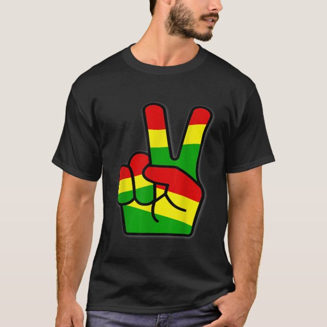 Camiseta Rasta Reggae Vitória Cores Arte para Rastafari Amo (Frente)