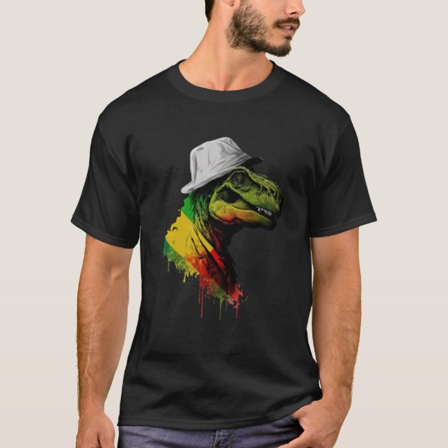 Camiseta Rasta Rex Na moda Rastafari Reggae & Jamaica Vibes (Frente)