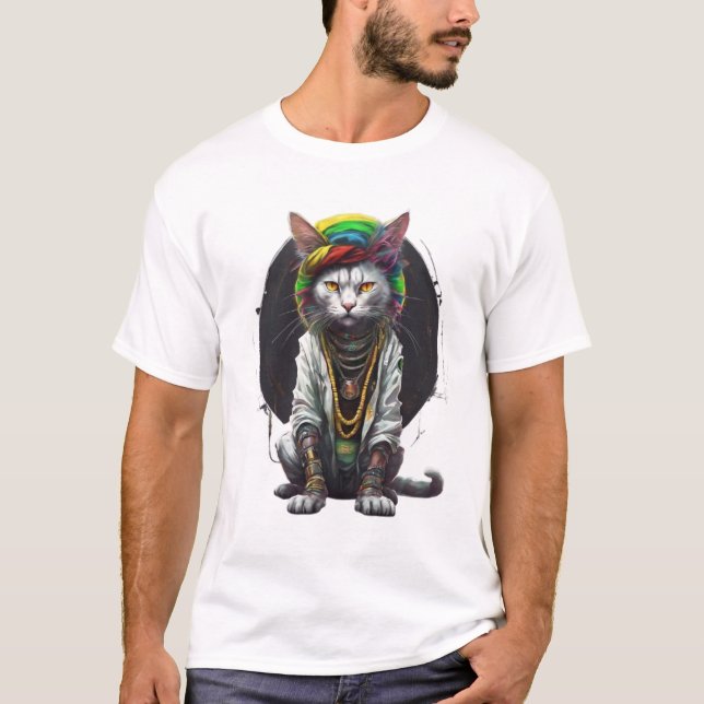 Camiseta Rasta Tech Feline King (Frente)
